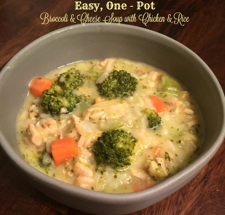 Easy, One - Pot
Broccoli & Cheese Soup with Chicken & Rice