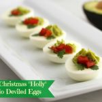 Creamy Christmas "Holly" Avocado Deviled Eggs