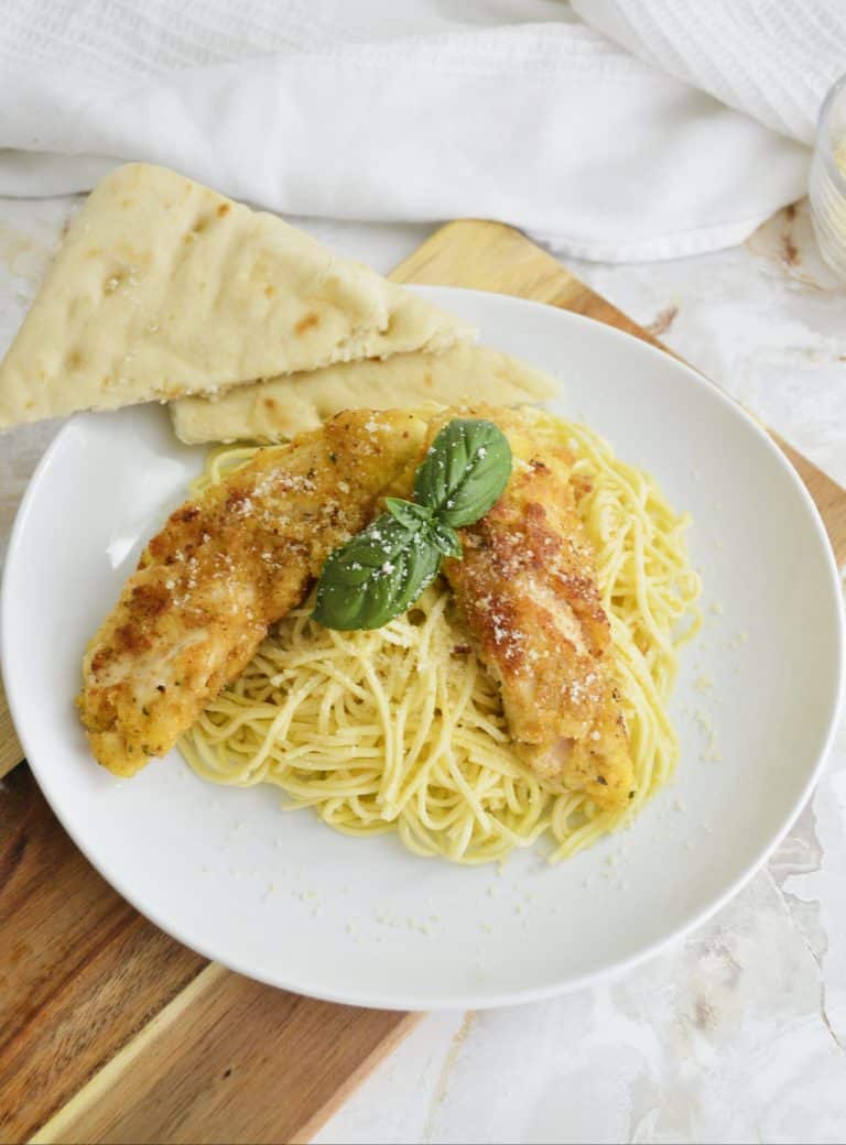 Chicken Tenderloins and Garlic Pasta