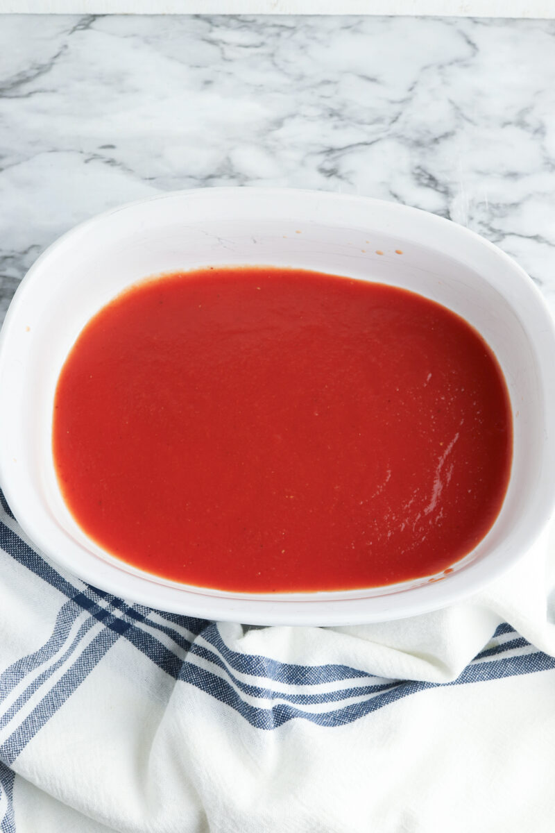 Tomato Sauce in White Baking Dish